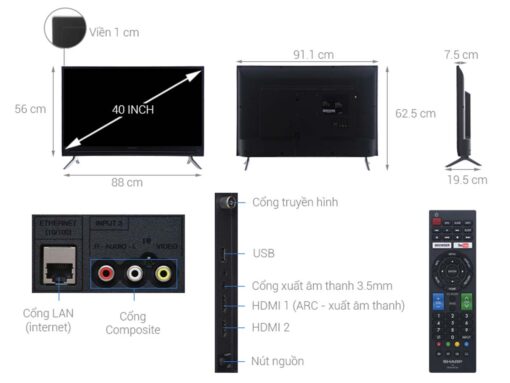 thong so ky thuat Tivi Sharp LC 40SA5500X 40 Inch Full HD LED Smart
