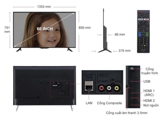 thong so ky thuat Tivi Sharp LC 60SA5500X 40 inch Full HD LED Smart