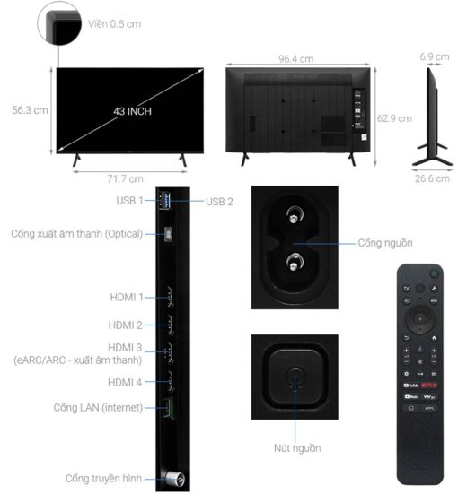 thong so ky thuat Tivi Sony K 43S30 43 Inch 4K LED Google