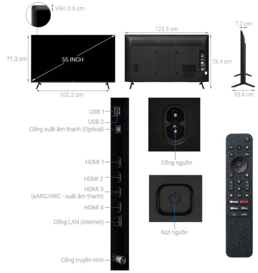 thong so ky thuat Tivi Sony K 55S30 55 Inch 4K LED Google