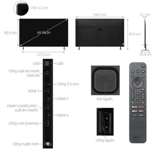 thong so ky thuat Tivi Sony K 65XR80 65 Inch 4K OLED Google