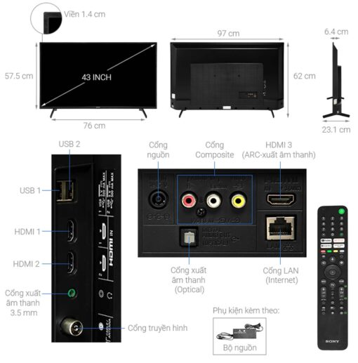 thong so ky thuat Tivi Sony KD 43X75K 43 Inch 4K LED Google