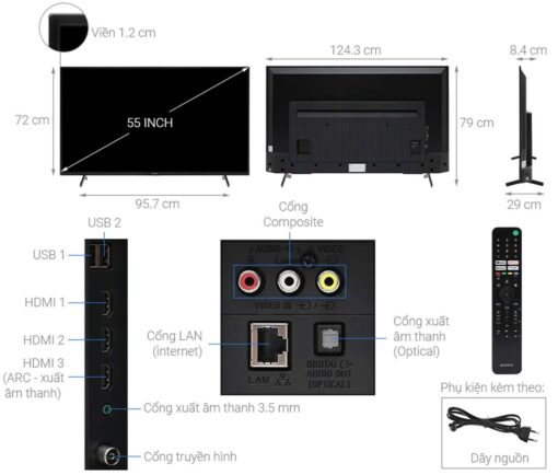 thong so ky thuat Tivi Sony KD 55X75K 55 Inch 4K LED Google