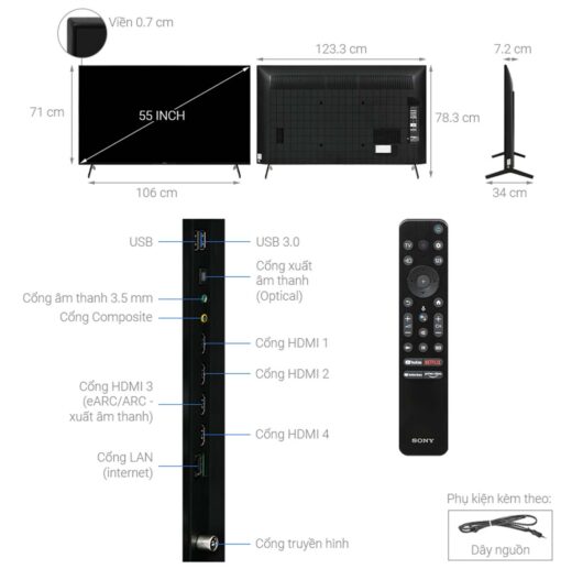 thong so ky thuat Tivi Sony KD 55X85K 55 Inch 4K LED Google