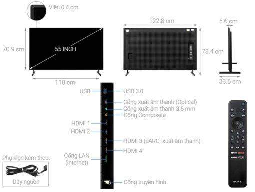 thong so ky thuat Tivi Sony KD 55X85L 55 Inch 4K LED Google