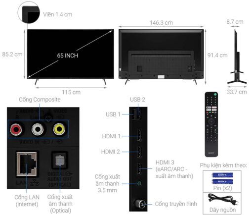 thong so ky thuat Tivi Sony KD 65X75K 65 Inch 4K LED Google