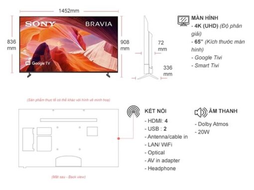 thong so ky thuat Tivi Sony KD 65X80L 65 Inch 4K LED Google