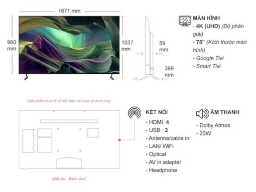 thong so ky thuat Tivi Sony KD 75X85L 75 Inch 4K LED Google
