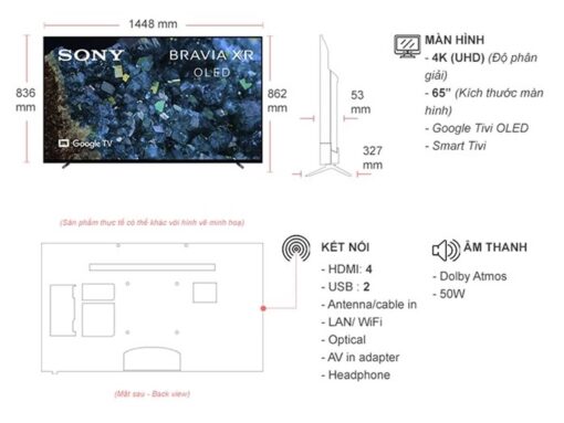 thong so ky thuat Tivi Sony XR 65A80L 65 Inch 4K OLED Google