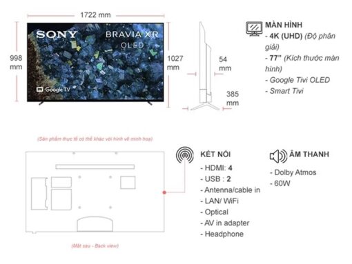 thong so ky thuat Tivi Sony XR 77A80L 77 Inch 4K OLED Google