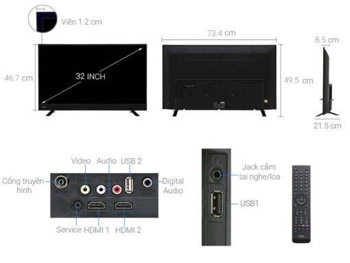 thong so ky thuat Tivi Toshiba 32L3750VN 32 Inch HD LED