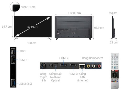 thong so ky thuat Tivi Toshiba 50U7880VN 50 Inch 4K LED Android