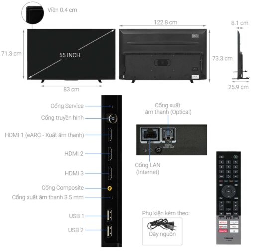 thong so ky thuat Tivi Toshiba 55M550LP 55 Inch 4K QLED Google