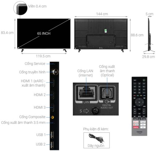 thong so ky thuat Tivi Toshiba 65C350LP 65 inch 4K LED Google