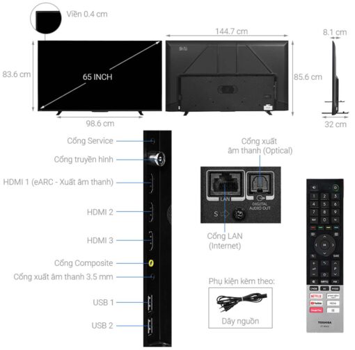thong so ky thuat Tivi Toshiba 65M550LP 65 Inch 4K QLED Google
