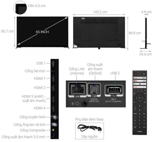 thong so ky thuat Tivi Toshiba 65X9900LP 65 Inch 4K OLED Smart