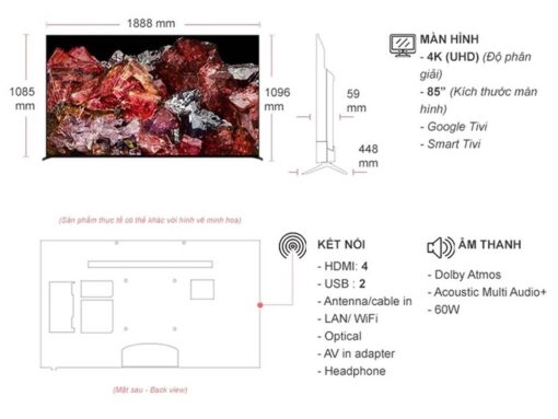 thong so ky thuat jTivi Sony XR 85X95L 85 Inch 4K LED Google