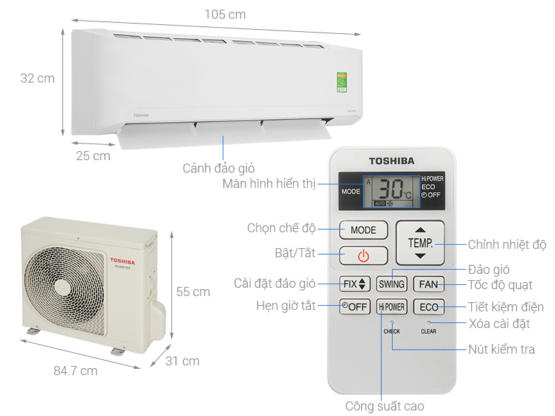 Bản vẽ kỹ thuật Điều Hòa Toshiba RAS-24J2KVG-V/RAS-24J2AVG-V 24000btu 2 Chiều Inverter