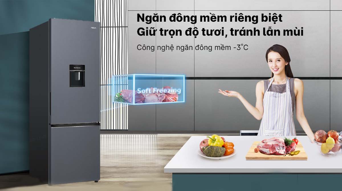 Tủ Lạnh Aqua AQR-B390MA(SLB) Inverter 2 Cánh 324 Lít 3 Tinh nang Tu Lanh Aqua AQR B390MASLB Inverter 2 Canh 324 Lit 2