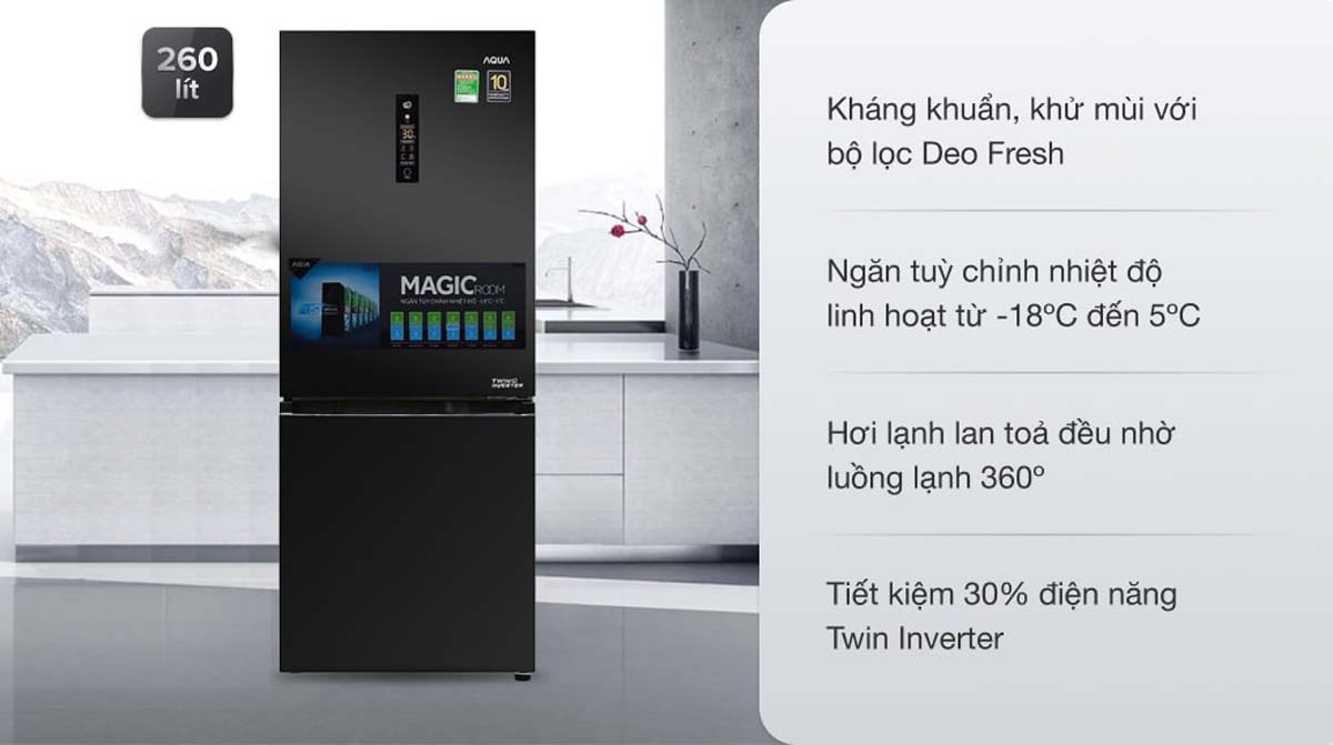 Tủ Lạnh Aqua AQR-I298EB(BS) Inverter 283 Lít 1 Tinh nang Tu Lanh Aqua AQR I298EBBS Inverter 283 Lit 6