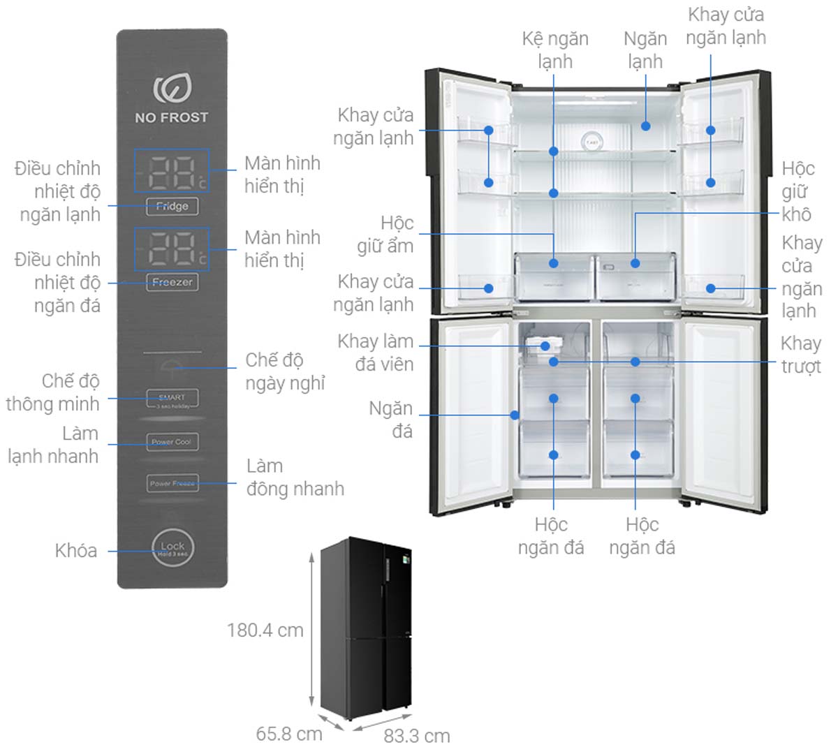 Tủ Lạnh Aqua AQR-M525XA(FB) Inverter 4 Cánh 511 Lít 5 Tinh nang Tu Lanh Aqua AQR M525XAFB Inverter 4 Canh 511 Lit 1