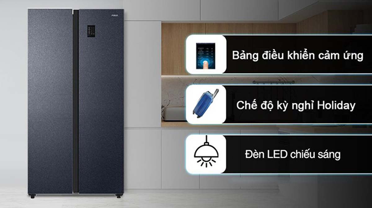 Tủ Lạnh Aqua AQR-S552XA(CBC) Side By Side Inverter 490 lít 5 Tinh nang Tu Lanh Aqua AQR S552XACBC Side By Side Inverter 490 lit 5