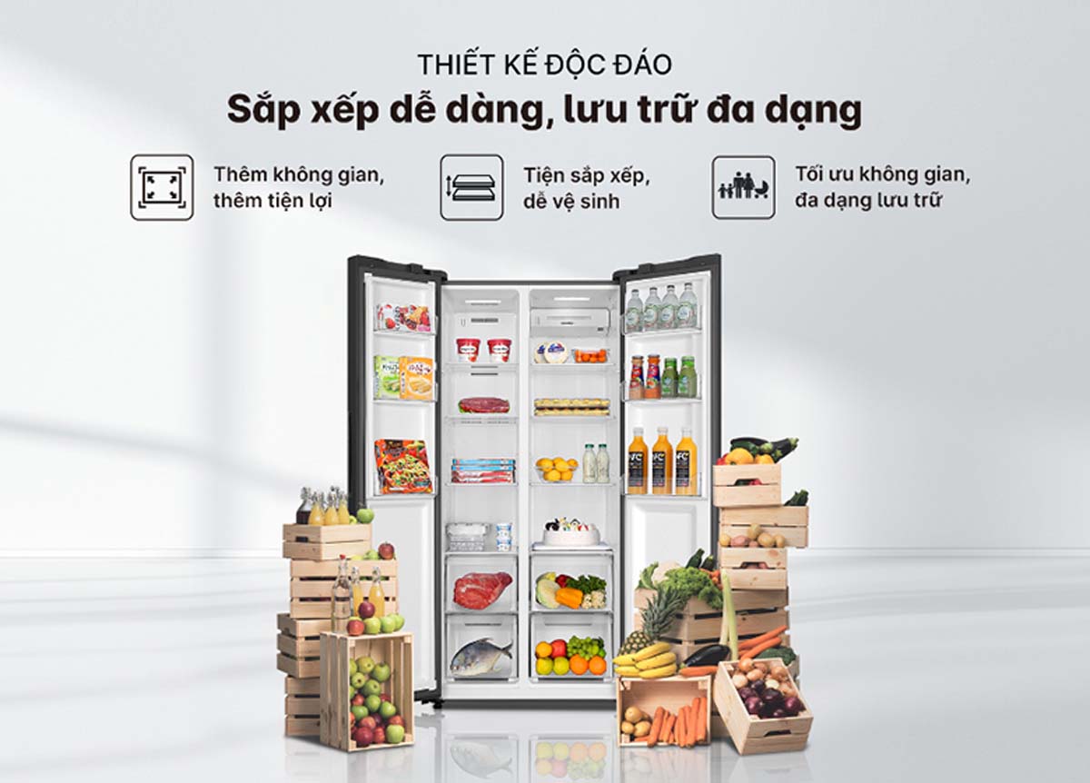 Tủ Lạnh Aqua AQR-S552XA(CBC) Side By Side Inverter 490 lít 1 Tinh nang Tu Lanh Aqua AQR S552XACBC Side By Side Inverter 490 lit 7