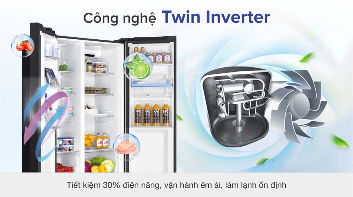 Tủ Lạnh Aqua AQR-SW541XA(BL) Side By Side Inverter 570 Lít 3 Tinh nang Tu Lanh Aqua AQR SW541XABL Side By Side Inverter 570 Lit 3