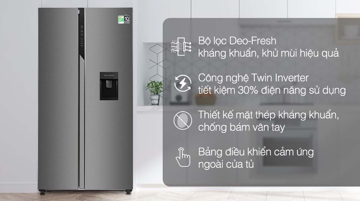 Tủ Lạnh Aqua AQR-SW541XA(BL) Side By Side Inverter 570 Lít 1 Tinh nang Tu Lanh Aqua AQR SW541XABL Side By Side Inverter 570 Lit 6