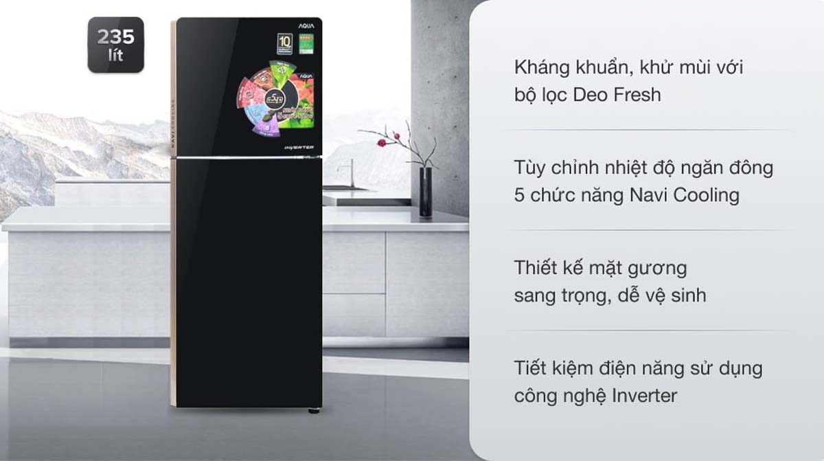 Tủ lạnh Aqua AQR-IG248EN Inverter 2 Cánh 235 Lít 1 Tinh nang Tu lanh Aqua AQR IG248EN Inverter 2 Canh 235 Lit 1