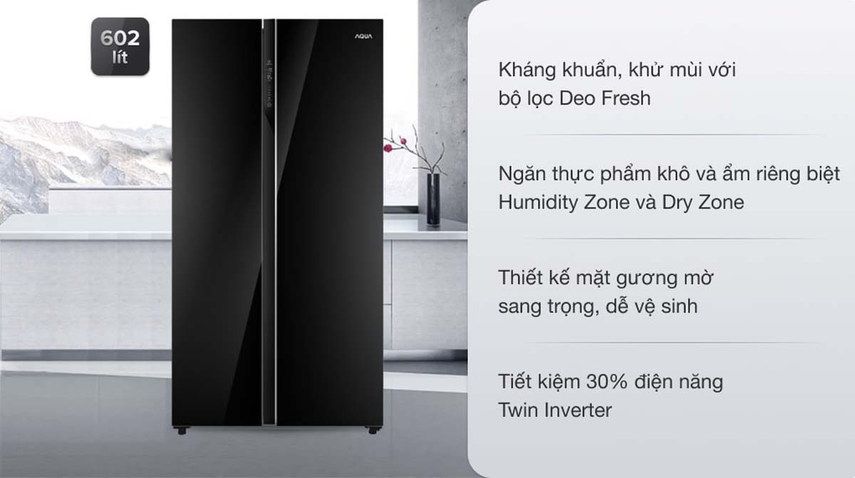 Tủ lạnh Aqua AQR-IG696FS (GB) Inverter 602 Lít 1 Tinh nang Tu lanh Aqua AQR IG696FS GB Inverter 602 Lit 8