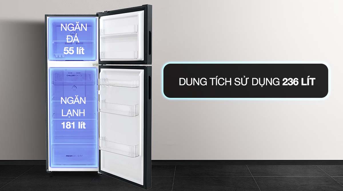 Tủ lạnh Aqua AQR-T260FA(FB) Inverter 236 lít 2 Tinh nang Tu lanh Aqua AQR T260FAFB Inverter 236 lit 2