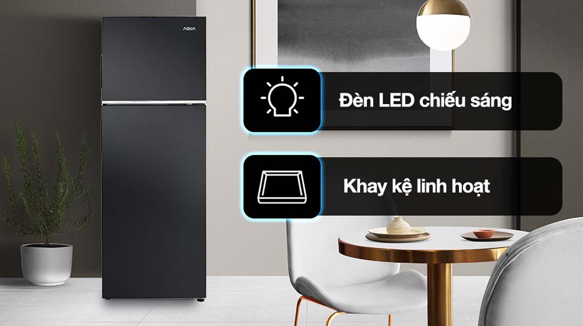 Tủ lạnh Aqua AQR-T260FA(FB) Inverter 236 lít 5 Tinh nang Tu lanh Aqua AQR T260FAFB Inverter 236 lit 5