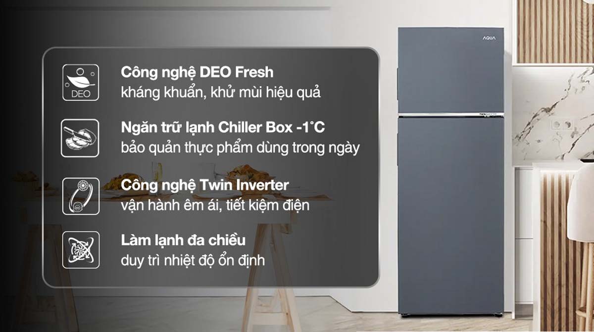 Tủ lạnh Aqua AQR-T410FA(SL) Inverter 358 lít 1 Tinh nang Tu lanh Aqua AQR T410FASL Inverter 358 lit 1