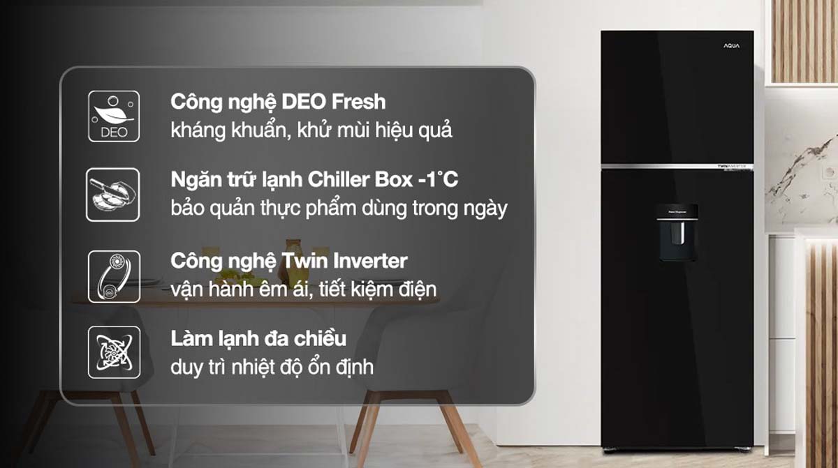 Tủ lạnh Aqua AQR-T410FA(WGB) Inverter 358 lít 1 Tinh nang Tu lanh Aqua AQR T410FAWGB Inverter 358 lit 1