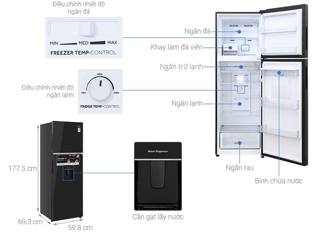 Tủ lạnh Aqua AQR-T410FA(WGB) Inverter 358 lít 7 Tinh nang Tu lanh Aqua AQR T410FAWGB Inverter 358 lit 9