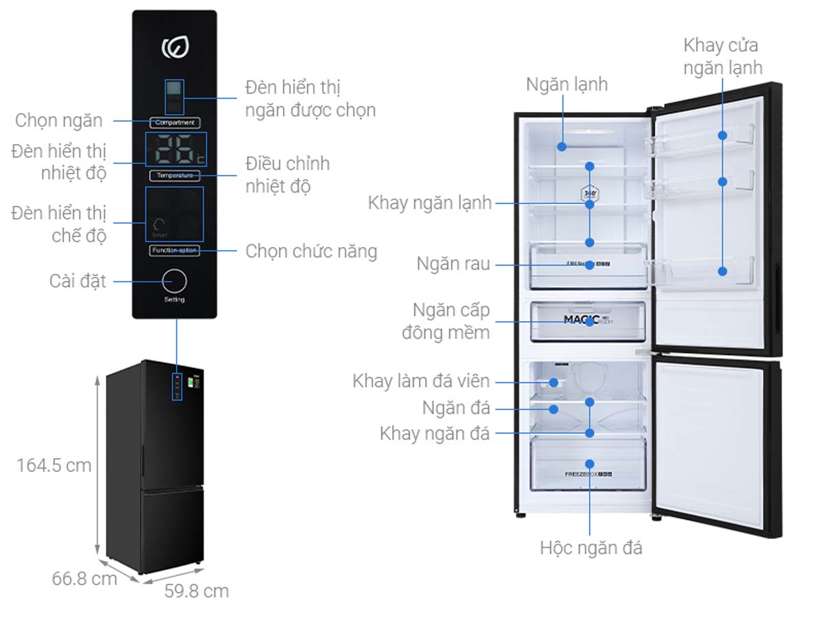 Tủ Lạnh Aqua AQR-B348MA(FB) Inverter 292 Lít 5 Tu Lanh Aqua AQR B348MAFB Inverter 292 Lit 1