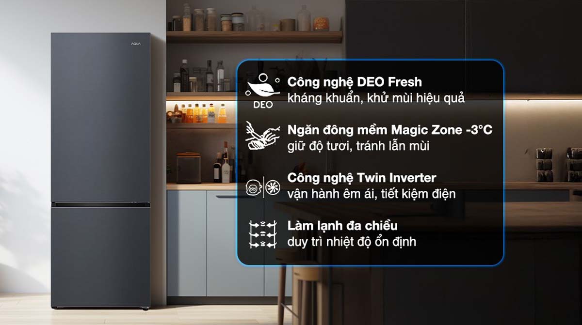 Tủ Lạnh Aqua AQR-B360MA(SLB) Inverter 292 Lít 1 Tu Lanh Aqua AQR B360MASLB Inverter 292 Lit 1
