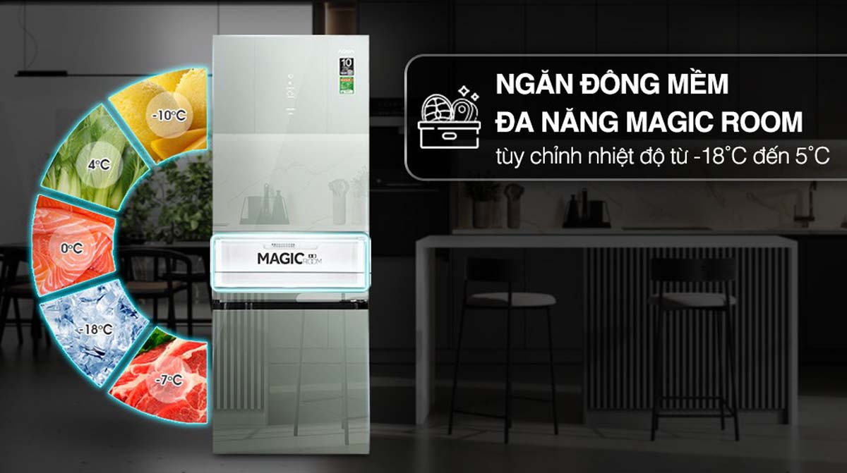 Tủ Lạnh Aqua AQR-B380MA(FB) Inverter 324 lít 3 Tu Lanh Aqua AQR B380MAFB Inverter 324 lit 4