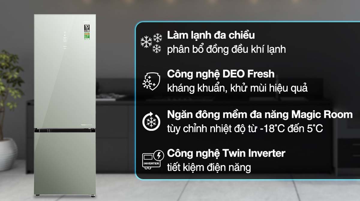 Tủ Lạnh Aqua AQR-B380MA(GM) Inverter 324 Lít 1 Tu Lanh Aqua AQR B380MAGM Inverter 324 Lit 2