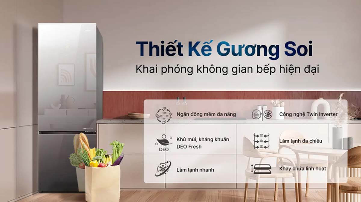Tủ Lạnh Aqua AQR-B380MA(GM) Inverter 324 Lít 2 Tu Lanh Aqua AQR B380MAGM Inverter 324 Lit 4