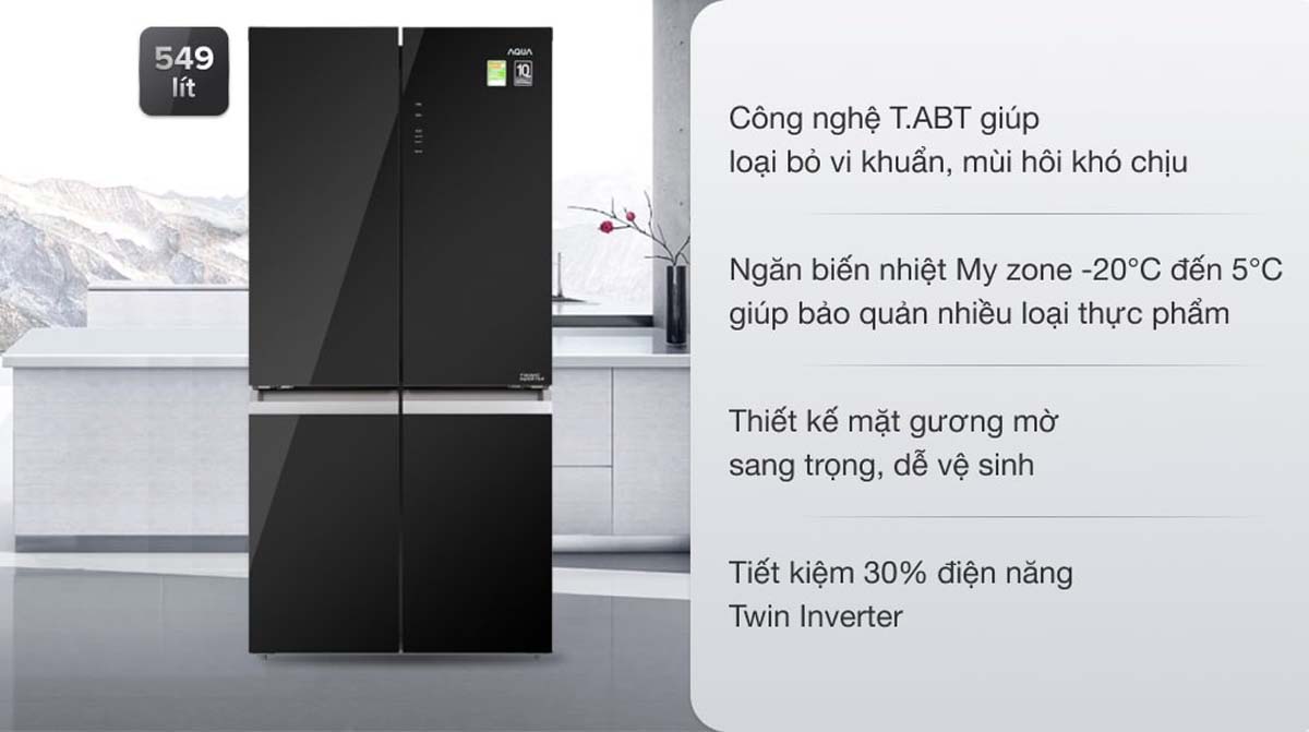 Tủ Lạnh Aqua AQR-IG636FM(GB) Inverter 4 Cánh 549 Lít 1 Tu Lanh Aqua AQR IG636FMGB Inverter 4 Canh 549 Lit 10
