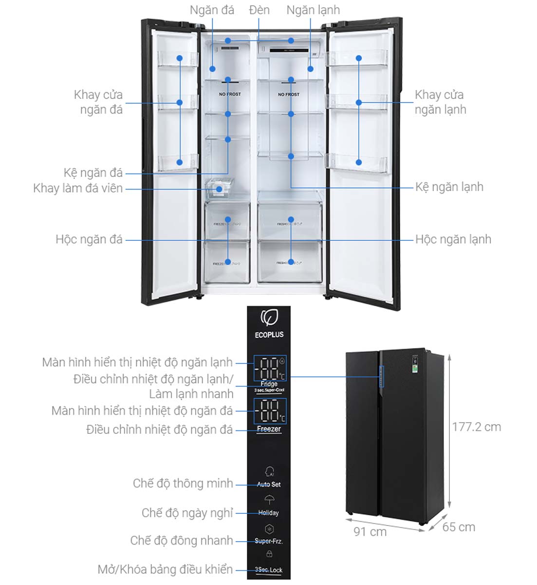 Tủ Lạnh Aqua AQR-S612XA(CBC) Side By Side Inverter 550 lít 7 Tu Lanh Aqua AQR S612XACBC Side By Side Inverter 550 lit 7