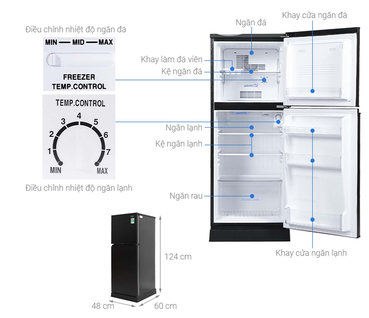 Tủ Lạnh Aqua AQR-T150FA(BS) 130 Lít 8 Tu Lanh Aqua AQR T150FABS 130 Lit 8