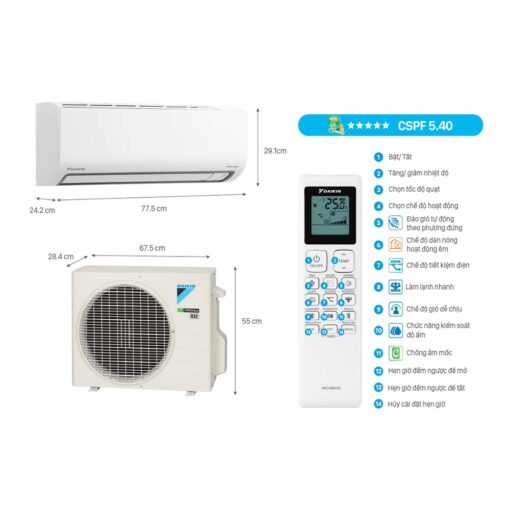thong so ky thuat Dieu Hoa Daikin FTKB35YVMV 12000Btu 1 Chieu Inverter