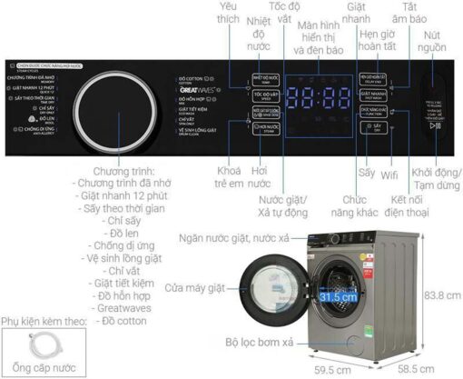 thong so ky thuat May Giat Say Toshiba TWD BM115GF4VSK Inverter 10.5Kg Say 7Kg
