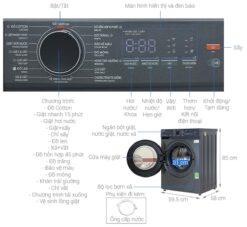 thong so ky thuat May Giat Say Toshiba TWD T21BU115UWVMG Inverter Giat 10.5Kg Say 7Kg