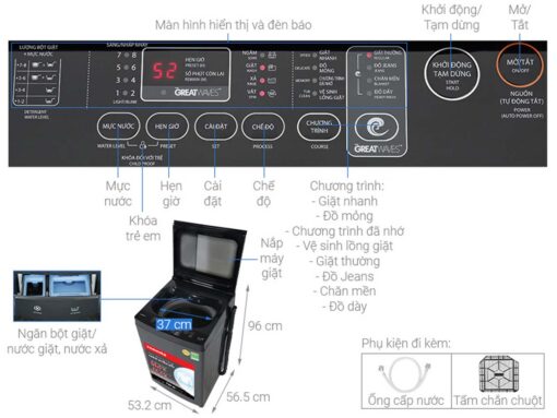 thong so ky thuat May Giat Toshiba AW M1000FVMK 9Kg
