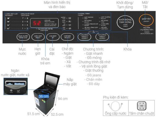 thong so ky thuat May Giat Toshiba AW M905BVMK 8Kg