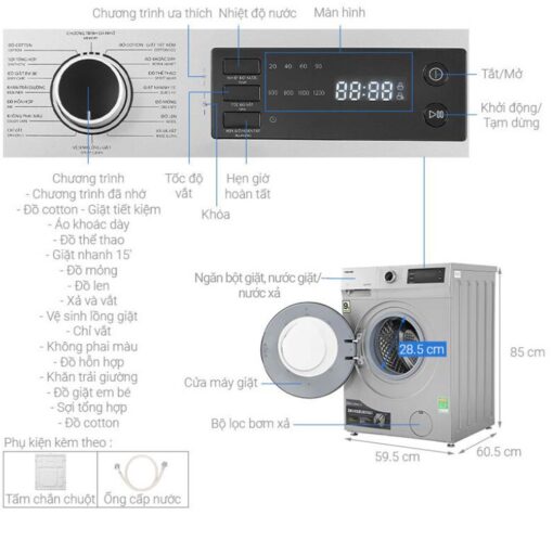 thong so ky thuat May Giat Toshiba TW BK105S3VSK Inverter 95Kg